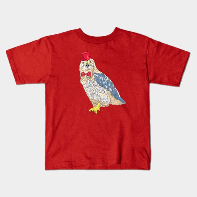 Hipster  bird Rough-legged Buzzard Kids T-Shirt by kavalenkava